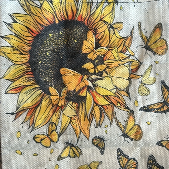 Sunflower and Butterfly Decorative Nylons Tote Bag and Double Zip Wallet Set New - Picture 5 of 16